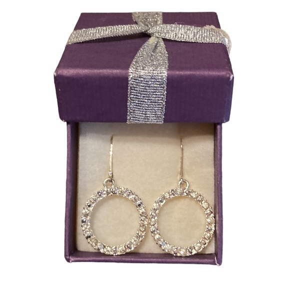 🌸NIB AVON Eternity Circle Rhinestone Hoop Earrings - Picture 1 of 9